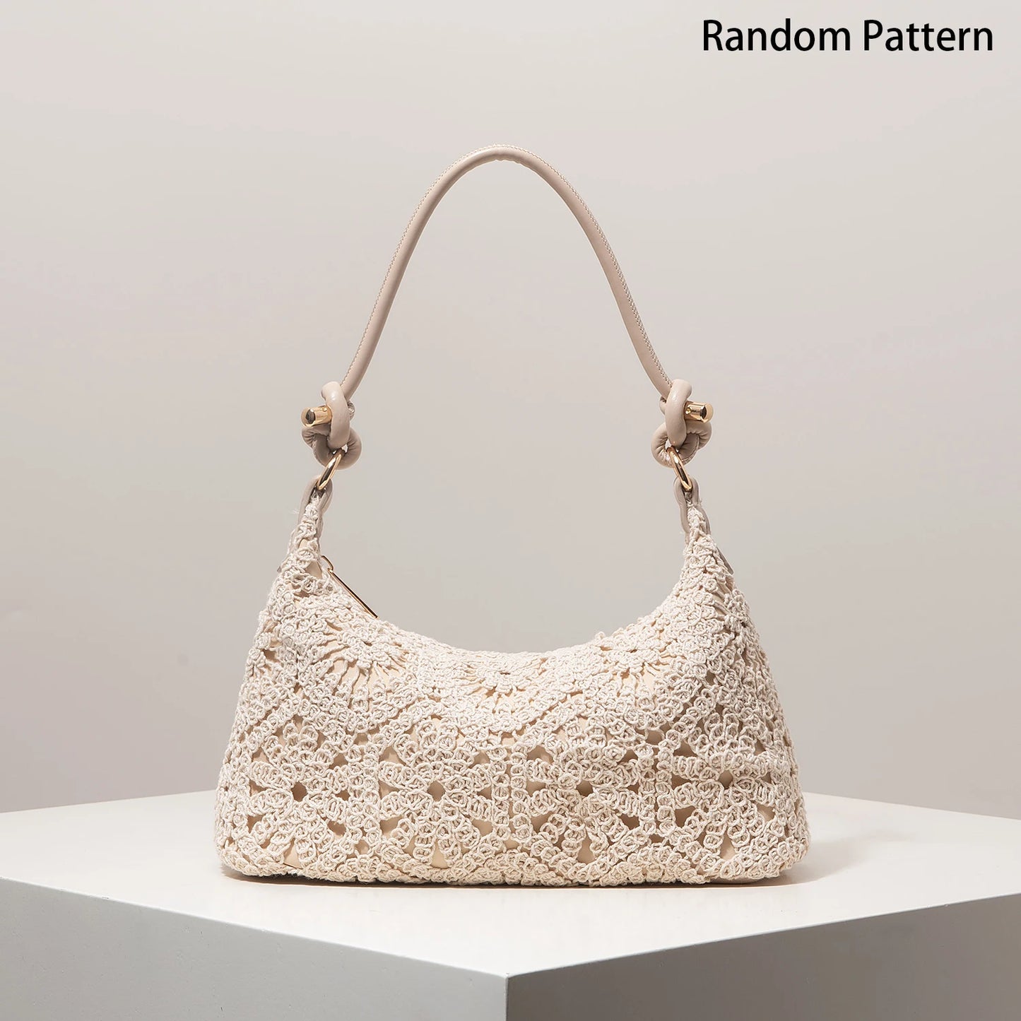 Boho Crochet Shoulder Bag – Floral Hollow-Out Summer Beach Bag