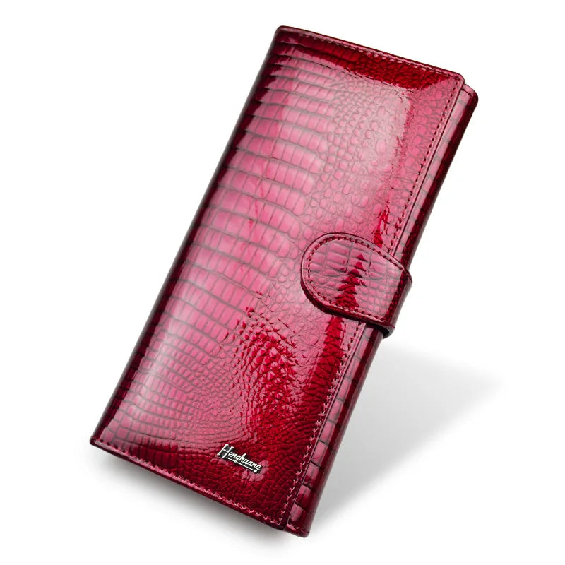 Alligator Pattern Genuine Leather Long Wallet for Women