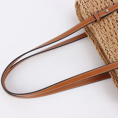 Woven Straw Tote Bag – Large Capacity Beach Handbag