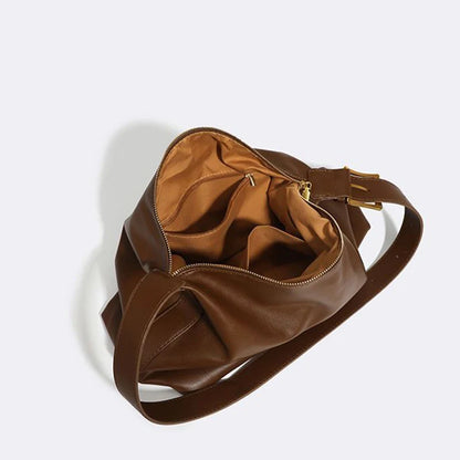 Half-Moon PU Leather Shoulder Bag – Vintage Crossbody Underarm Purse