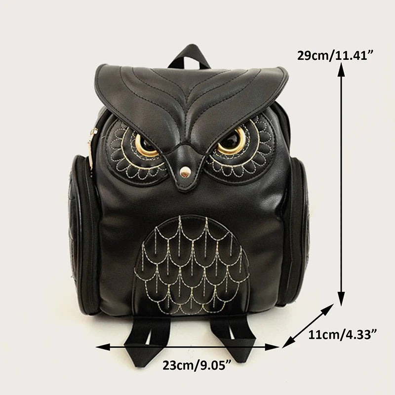 Owl Embossed PU Leather Backpack for Women
