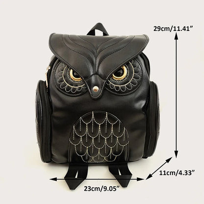 Owl Embossed PU Leather Backpack for Women