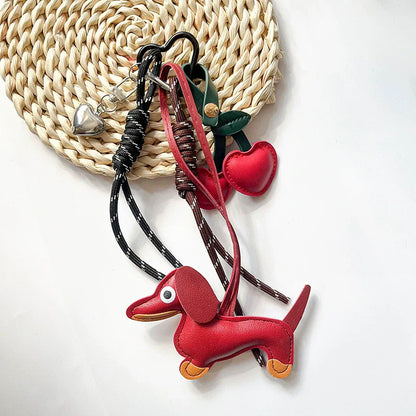 Dachshund Bag Charm – Faux Leather Sausage Dog Lanyard Pendant