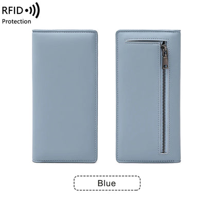 RFID Blocking Women's Long Leather Travel Wallet with Passport Holder & Card Slots