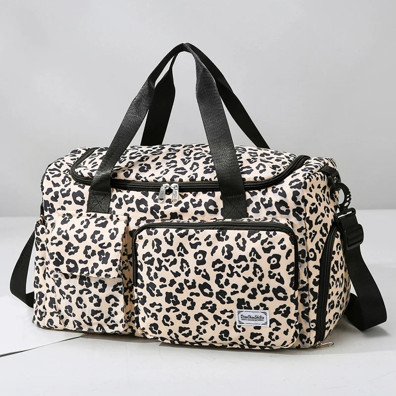 Leopard Print Travel Bag – Large Capacity Multi-Pocket Duffle