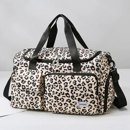Leopard Print Travel Bag – Large Capacity Multi-Pocket Duffle