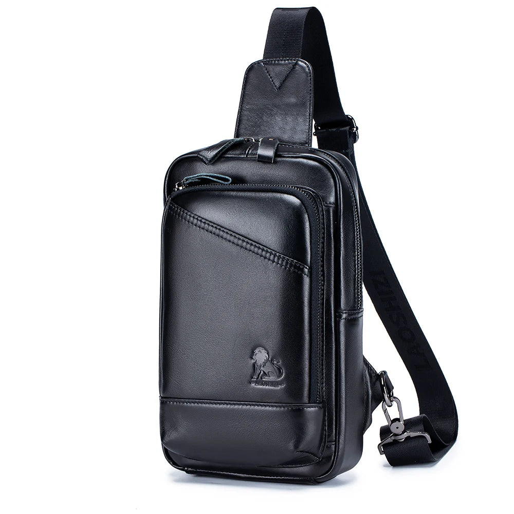 Steel Lion Men's Genuine Leather Chest Bag Sling Bag