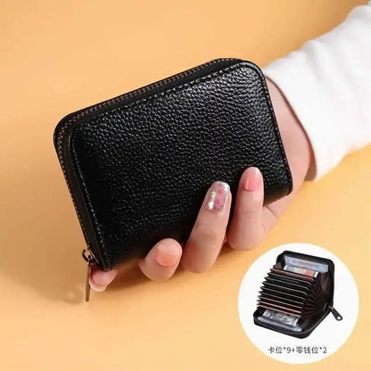 Leather Card Holder Wallet with Zipper – 9 or 18 Slots