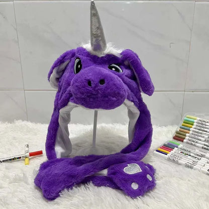Cute Animal Ear Moving Plush Hat – Kids Cartoon Headband