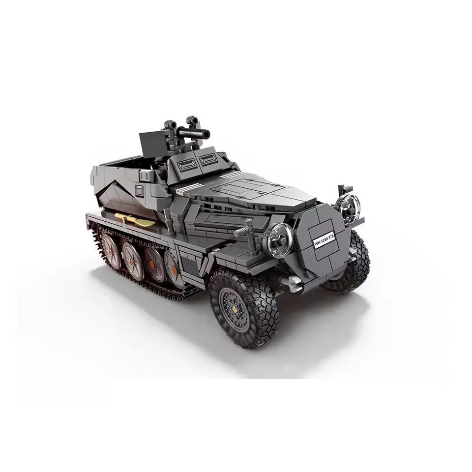 WWII Half-Track Armored Vehicle Building Blocks Set – Military MOC Brick Model