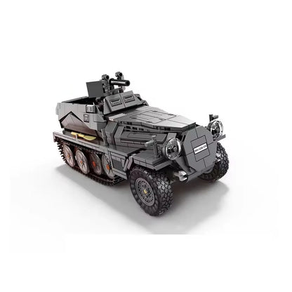 WWII Half-Track Armored Vehicle Building Blocks Set – Military MOC Brick Model