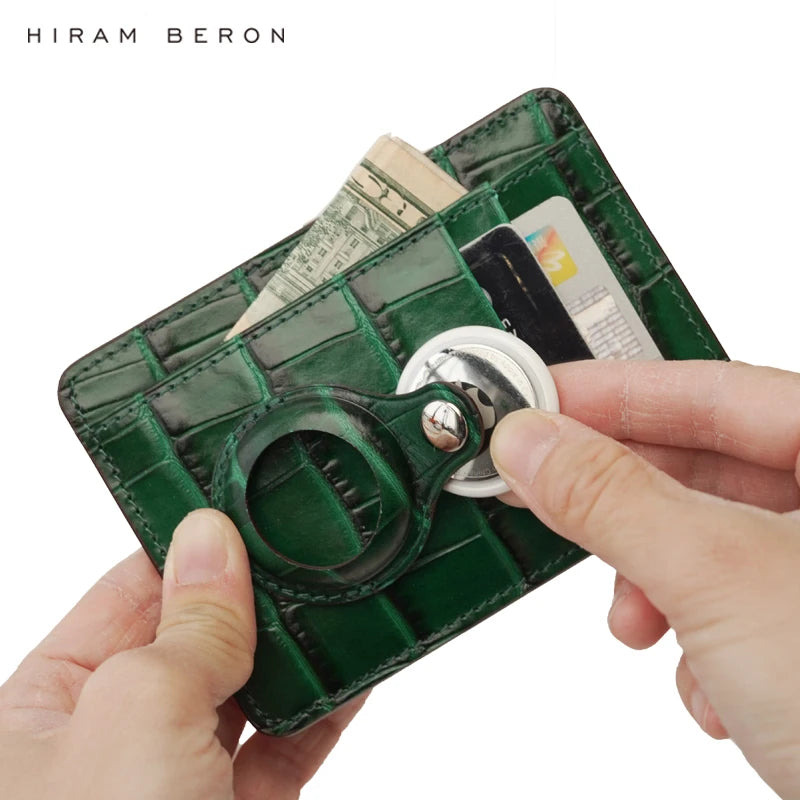 Croco Leather AirTag Card Holder Wallet – Custom Name