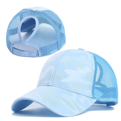 Ponytail Baseball Cap for Women – Mesh Breathable Snapback Sun Hat