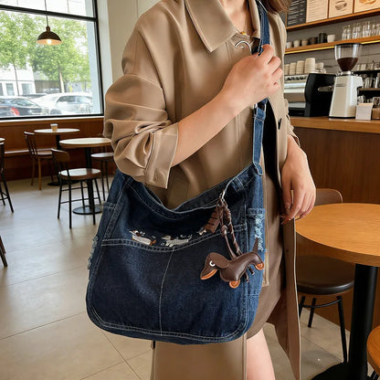 Embroidered Denim Crossbody Bag – Women's Retro Shoulder Bag