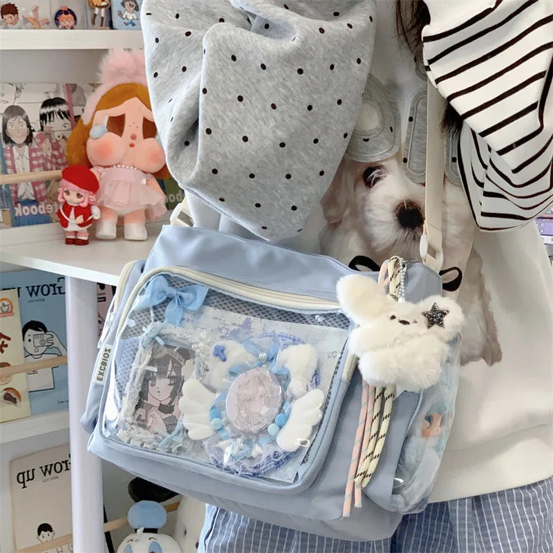 Trendy Transparent Simple Crossbody Bag Girls Large Capacity School Shoulder Comfortable Versatile
