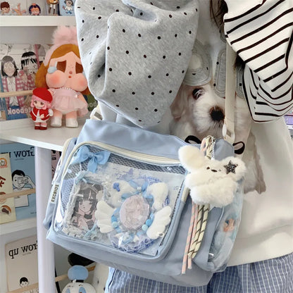 Trendy Transparent Simple Crossbody Bag Girls Large Capacity School Shoulder Comfortable Versatile