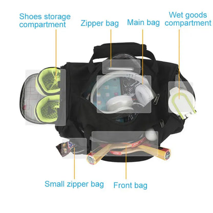 Gym Duffel Bag with Dry Wet Separation & Shoe Compartment