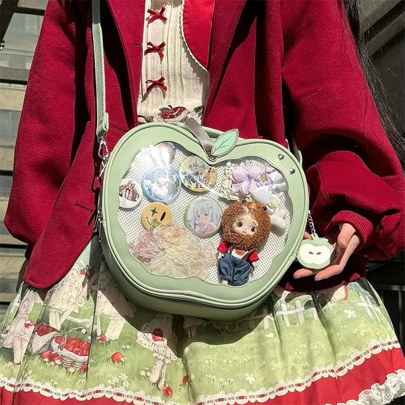 Apple Shape Ita Bag – Cute Transparent Crossbody & Handheld Purse