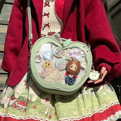 Apple Shape Ita Bag – Cute Transparent Crossbody & Handheld Purse