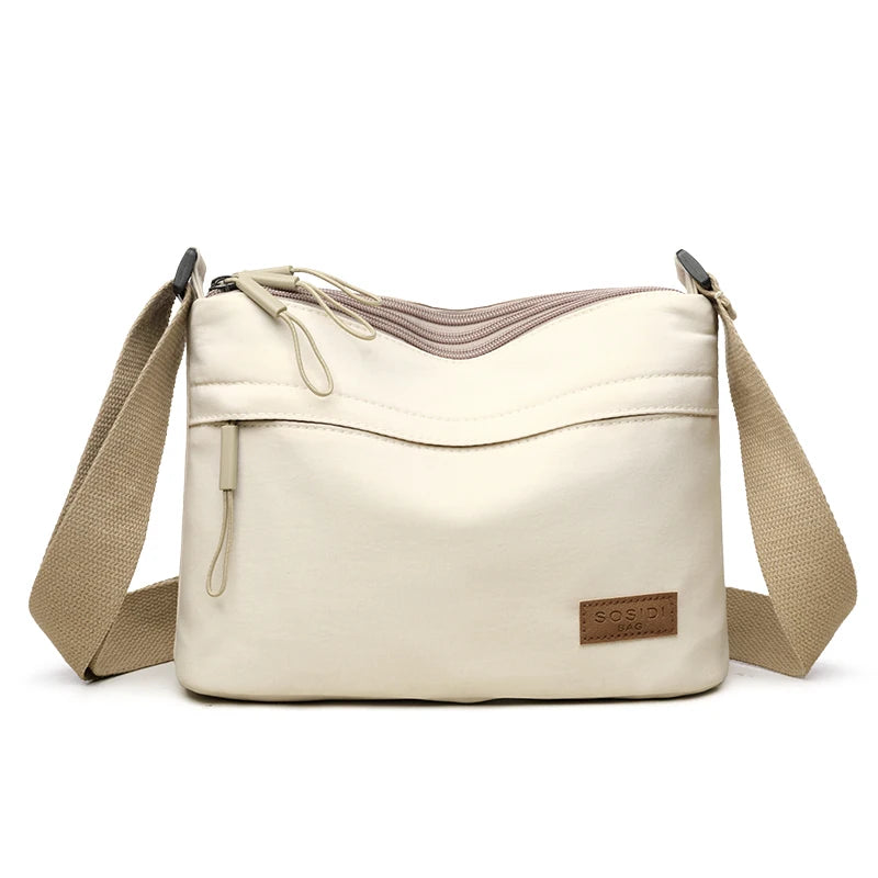 Women's Large Capacity Nylon Crossbody Bag – 3 Pockets