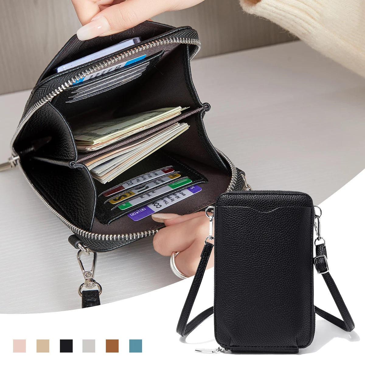 Women's Crossbody Phone Bag & Wallet – PU Leather Shoulder Purse
