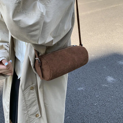 Suede Pillow Shoulder Bag Slouchy Hobo Crossbody Handbag