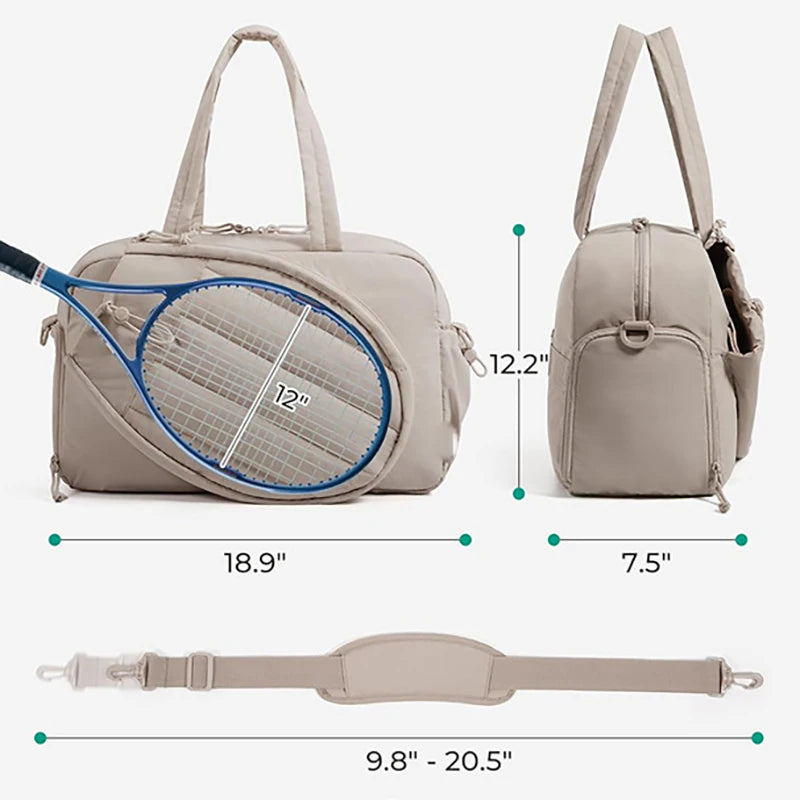Tennis Racket Bag – Sports Gym Bag for Women with Shoe Compartment