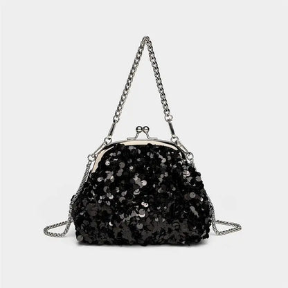 Sequin Kiss Lock Clutch Bag – Women's Elegant Evening Shoulder Bag