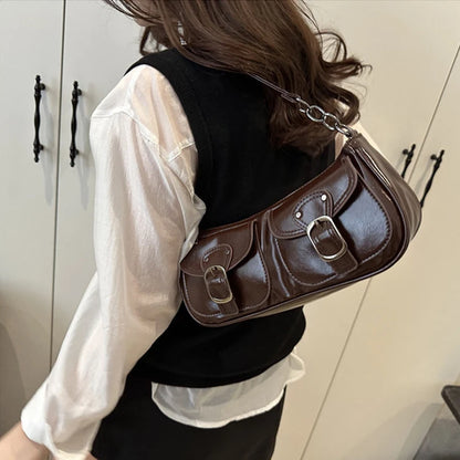 Women's Crossbody Shoulder Bag – Trendy Armpit Purse with Buckle