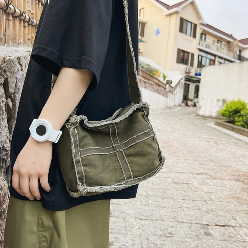 Canvas Crossbody Bag – Retro Vintage Messenger for Women & Men