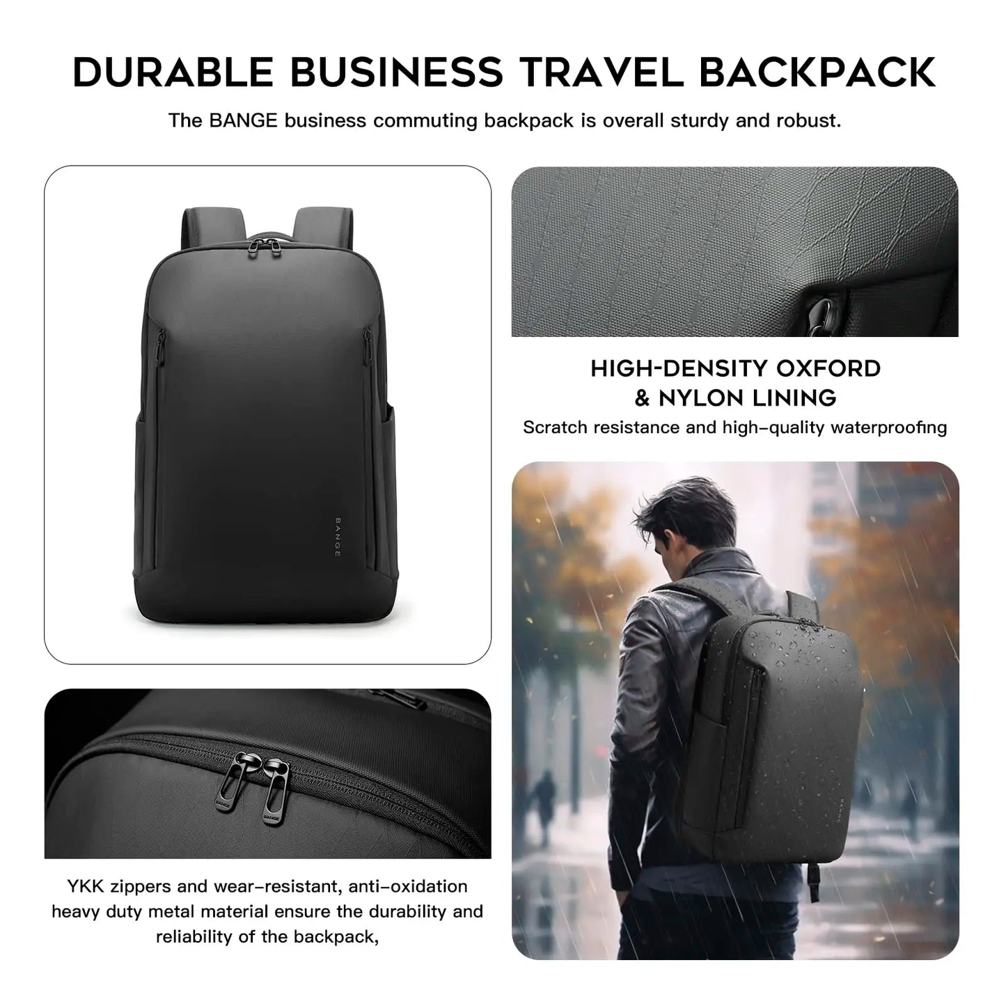 Bange 15.6" Laptop Backpack – Multi-Pocket Waterproof Business Travel Bag