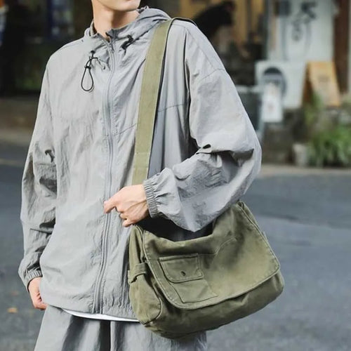 Canvas Crossbody Messenger Bag – Large Capacity Shoulder Bag