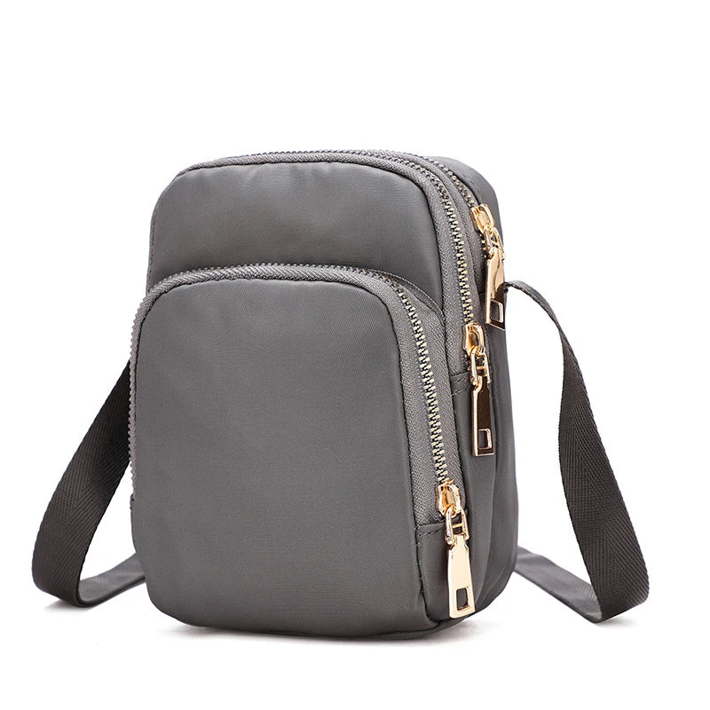 Waterproof Oxford Crossbody Bag – Multi-Zipper Women's Bag