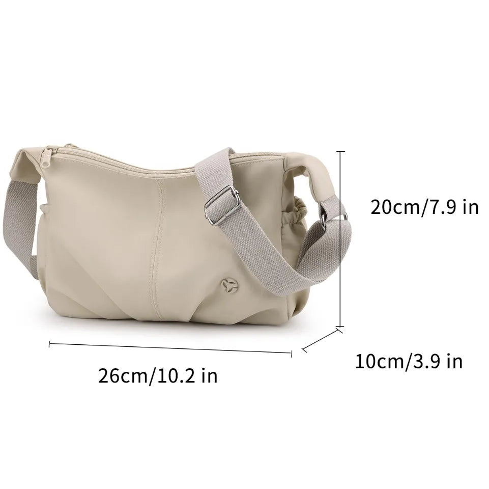 Women's Waterproof Nylon Crossbody Bag – 2-Layer Lightweight Shoulder Hobo Bag