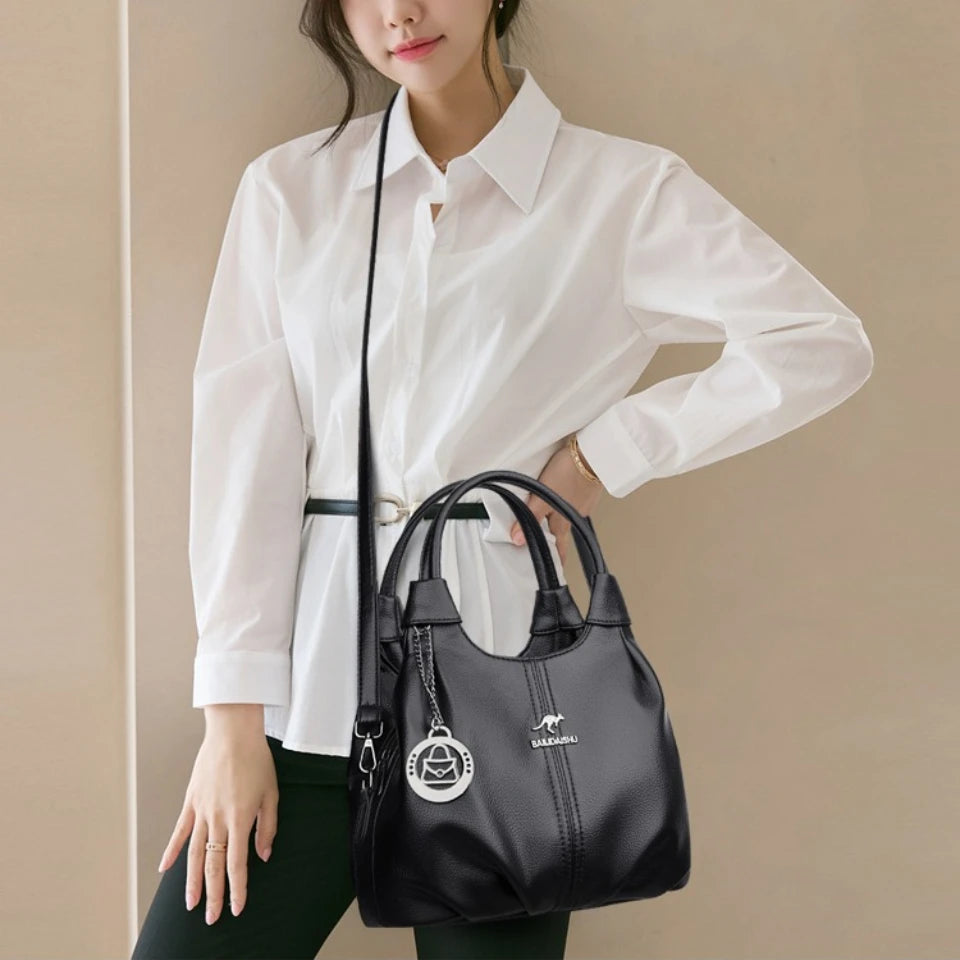 Women's Luxury Soft Leather Top-Handle Shoulder Crossbody Bag