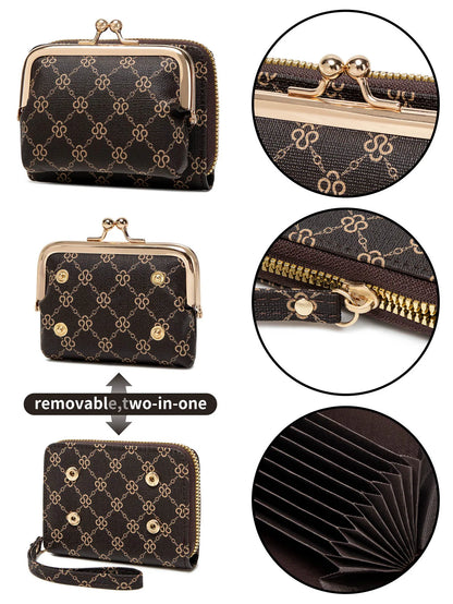 Women's Retro Coin Purse with Wrist Strap & Multi-Slot Card Holder