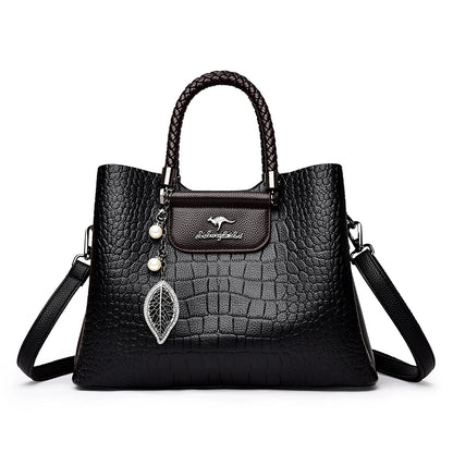 Luxury Leather Handbag for Women – Woven Handle Crossbody