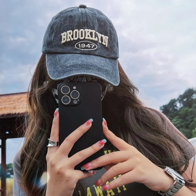 Retro Embroidered Baseball Cap – Washed Cotton Snapback Hat