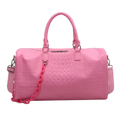 Crocodile Pattern PU Leather Travel Duffle Bag for Women