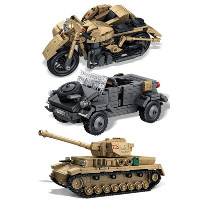 WWII Tiger I Tank Building Blocks Set with Soldier Figures