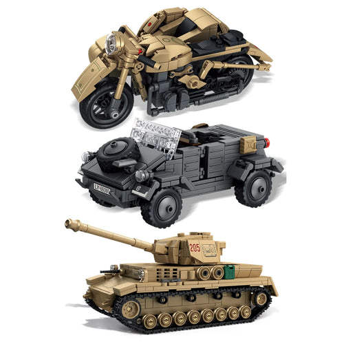 WWII Tiger I Tank Building Blocks Set with Soldier Figures