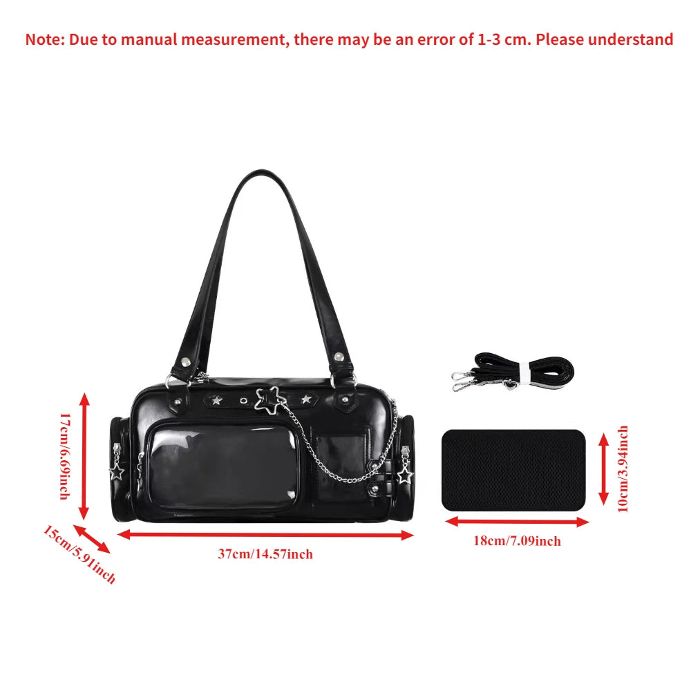 Transparent Ita Bag – Y2K Harajuku Star Chain Crossbody Shoulder Bag