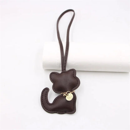 PU Leather Keychain Bag Charm Pendant – Cute Cat Star Design for Women