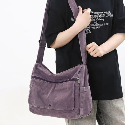 Retro Canvas Crossbody Bag Large Capacity for Men & Women