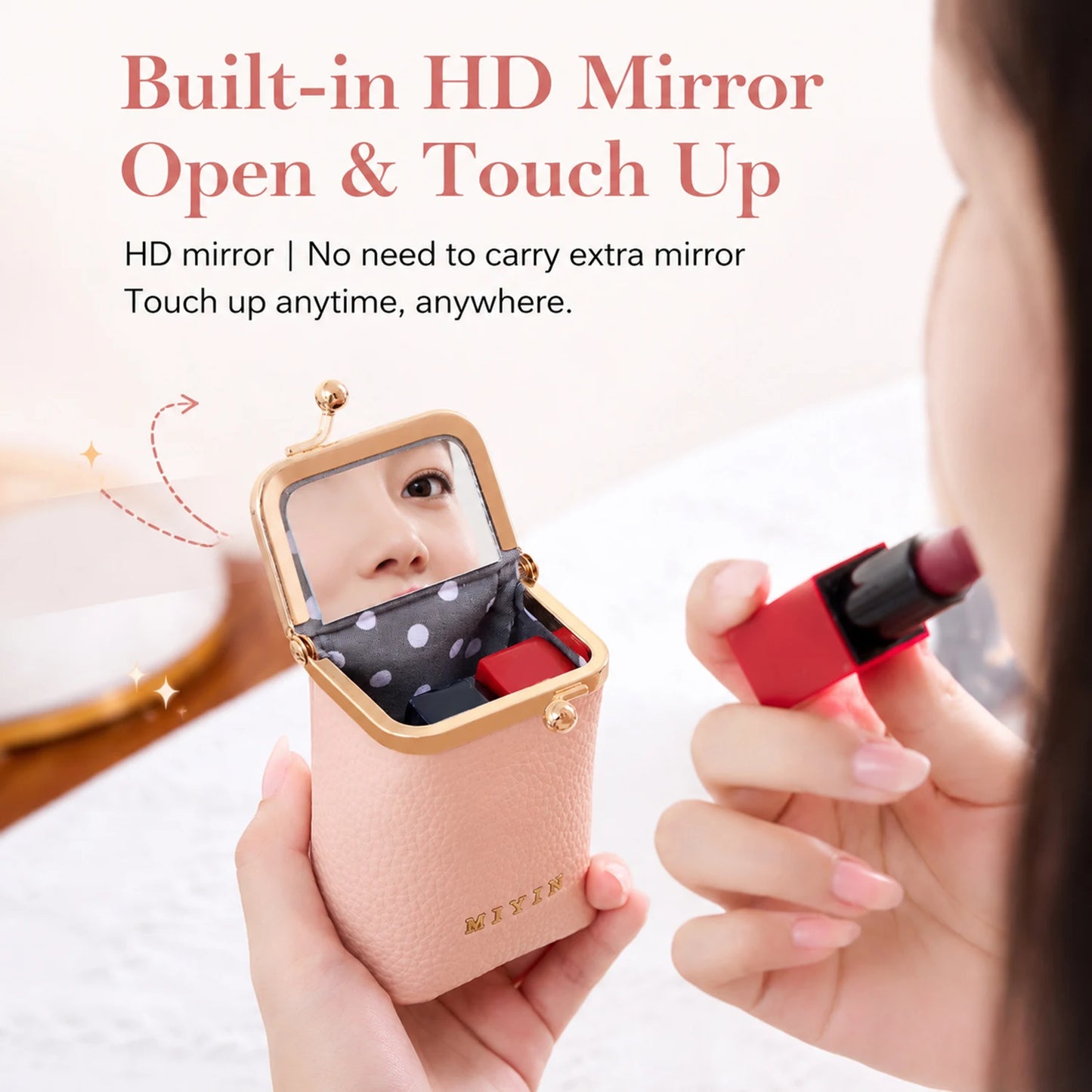 Mini Lipstick Organizer & Jewelry Coin Purse with Kiss-Lock Clasp
