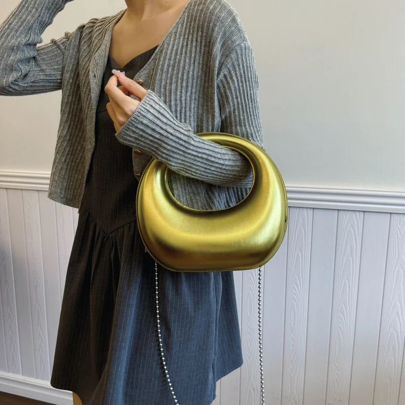 Moods Luxury Evening Clutch Purse Women Round Handle Pu Leather Wrist Bag Wedding Dinner Party