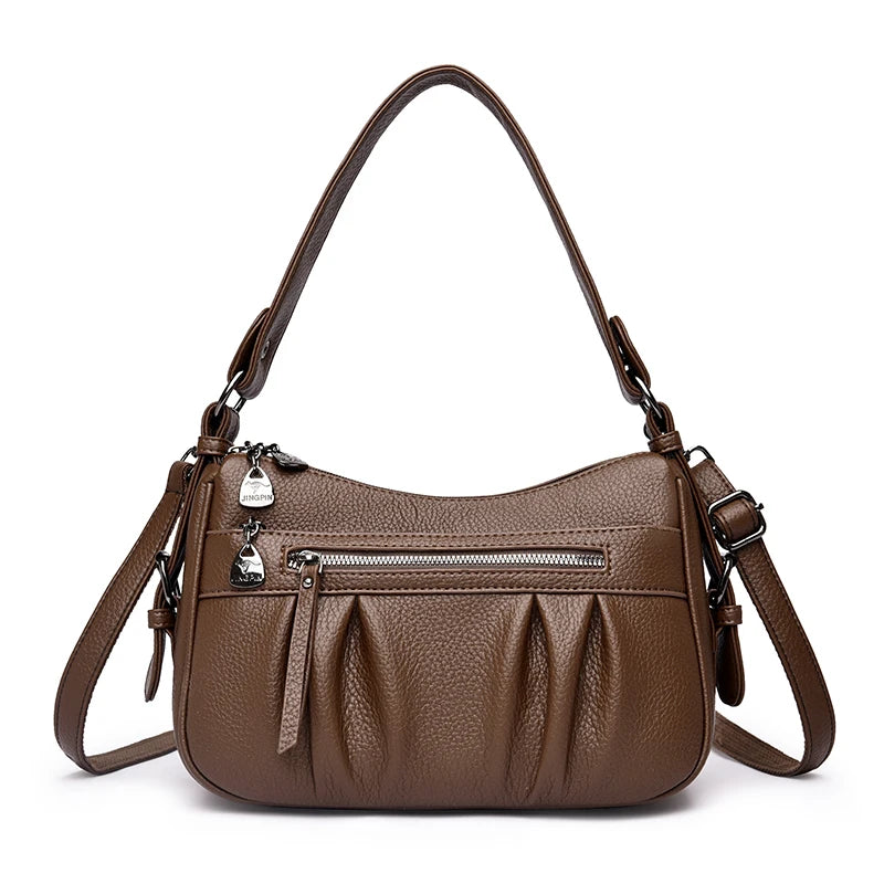 Women's PU Leather Tote Bag – 2-Layer Crossbody & Top-Handle Handbag