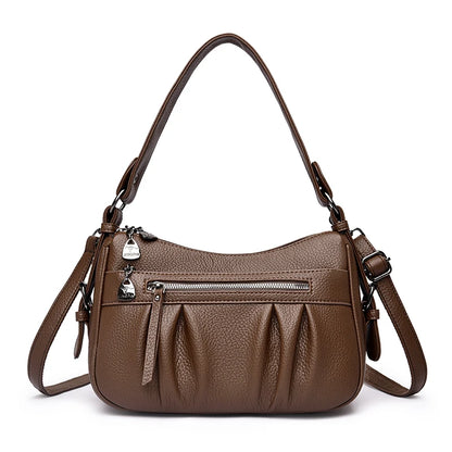 Women's PU Leather Tote Bag – 2-Layer Crossbody & Top-Handle Handbag