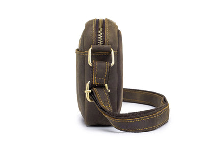 Men's Crazy Horse Genuine Leather Crossbody Messenger Bag