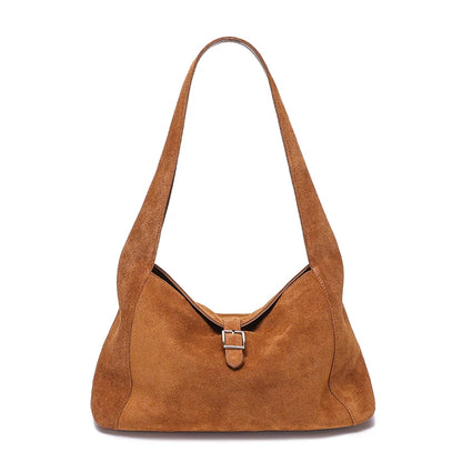 Suede Leather Crossbody Bag - Soft Cowhide Shoulder Bag for Women